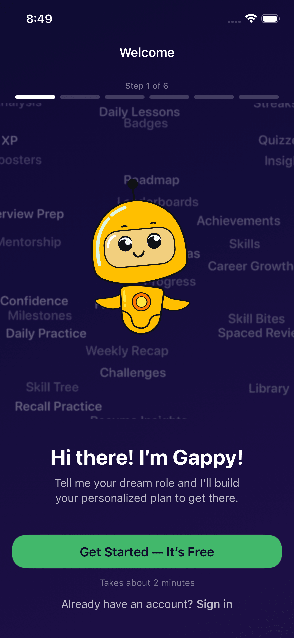 GapFix — meet Gappy: onboarding takes about 2 minutes