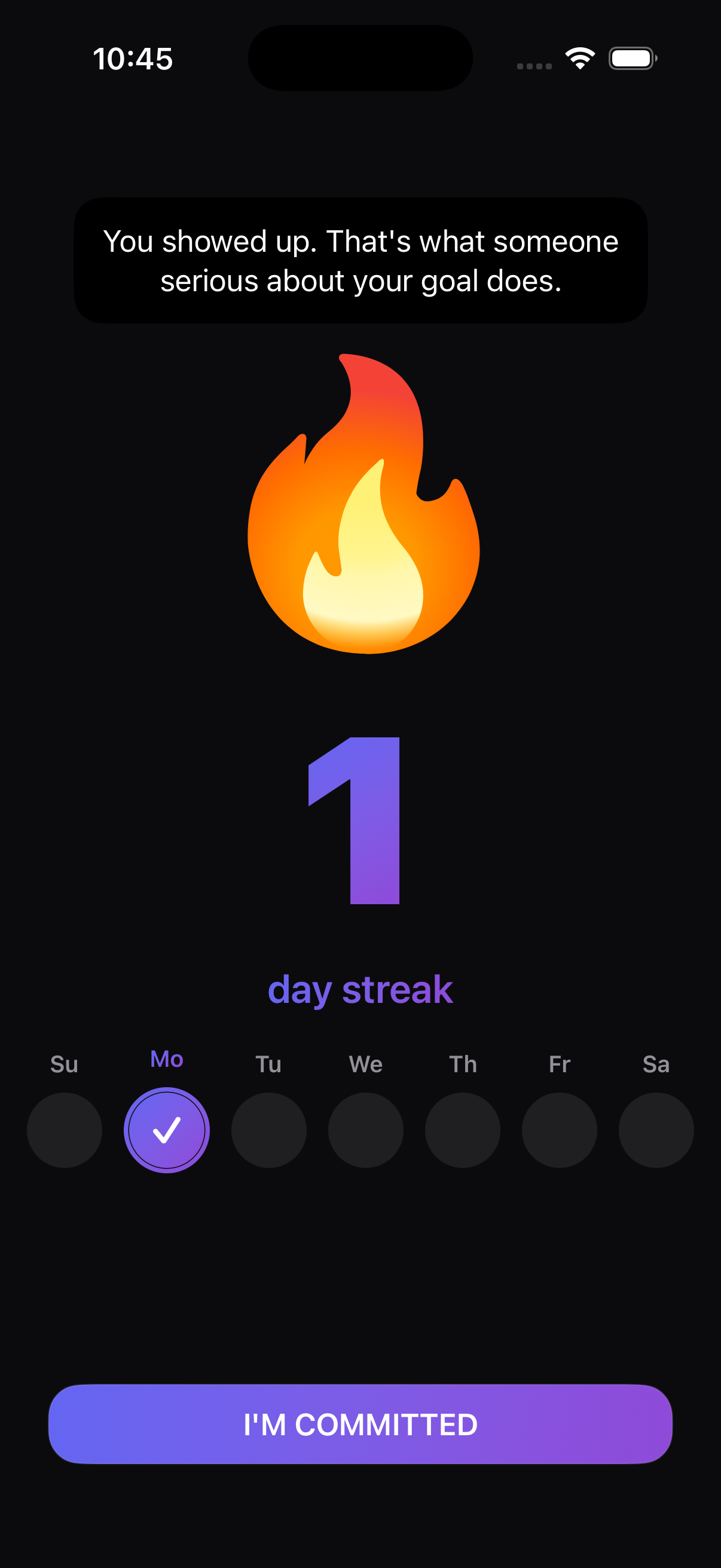 GapFix daily streaks screen